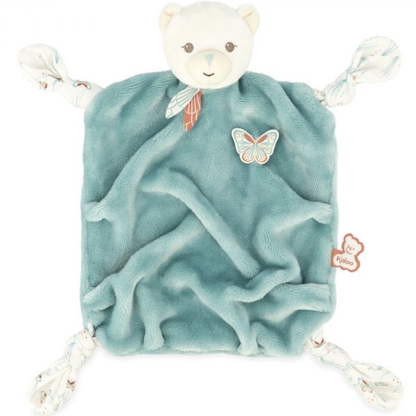 Doudou plat plume ours vert 26 cm