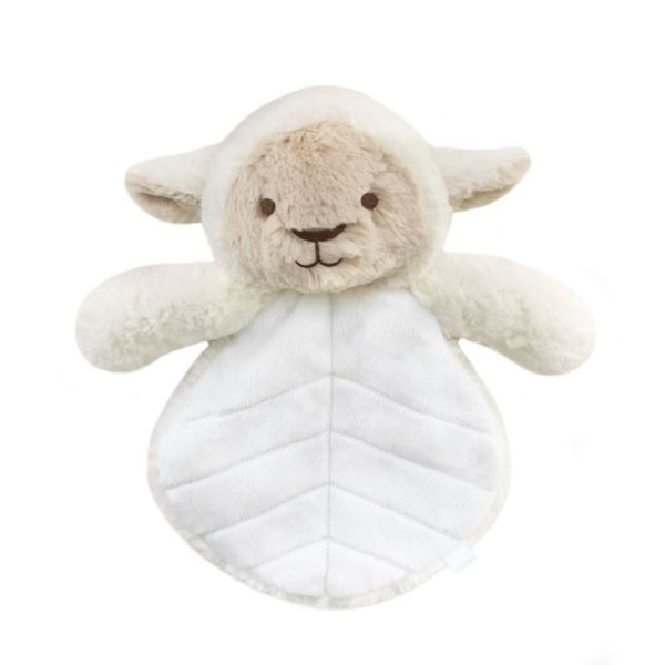 Doudou bébé plat mouton en peluche 30cm blanc