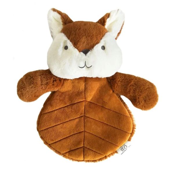 Doudou bébé plat renard en peluche 30cm Cuivré