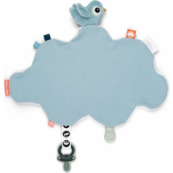 Doudou attache sucette Happy clouds Bleu