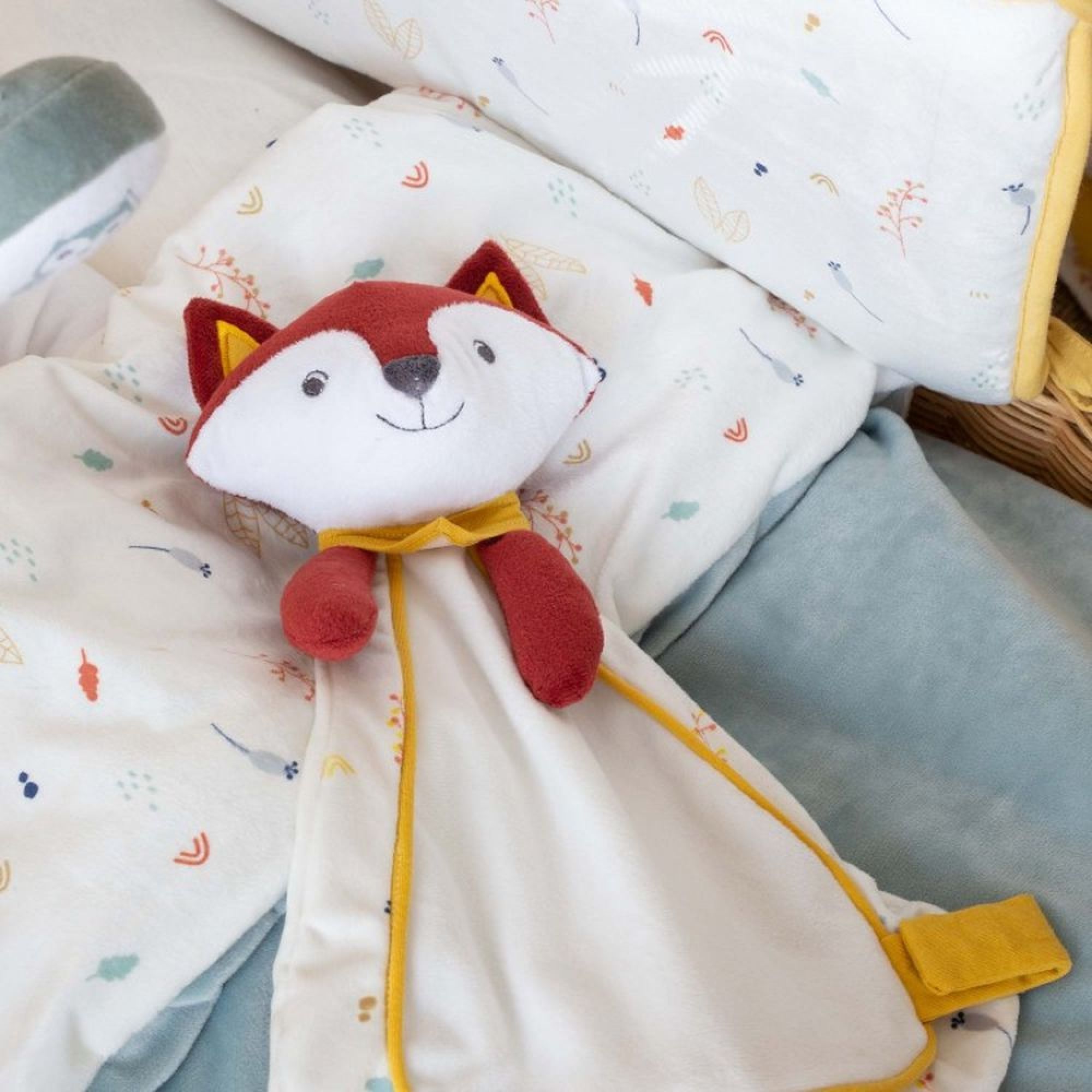 Doudou mouchoir renard en velours pour bébé garçon