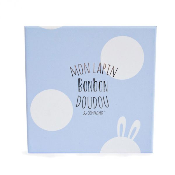 Doudou moyen Lapin bonbon bleu