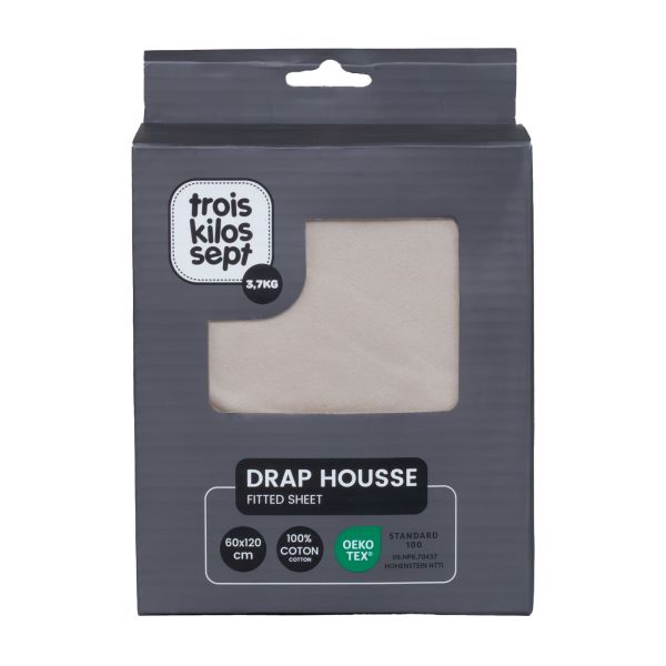 Drap housse Sable 60 x 120 cm