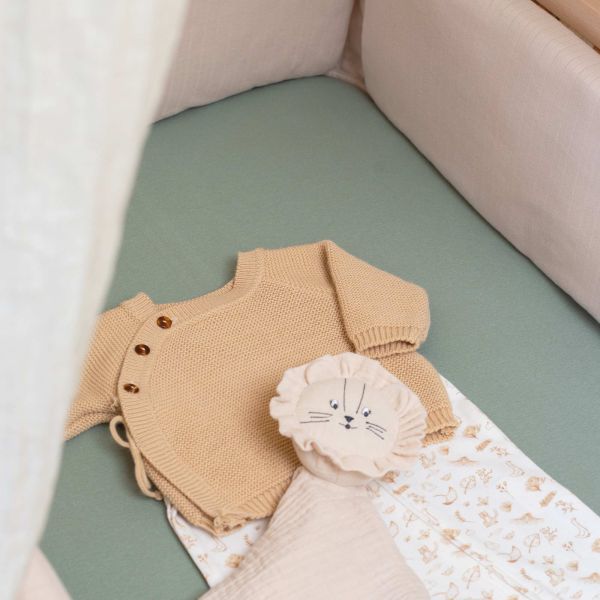 Drap housse Vert Argile 60 x 120 cm