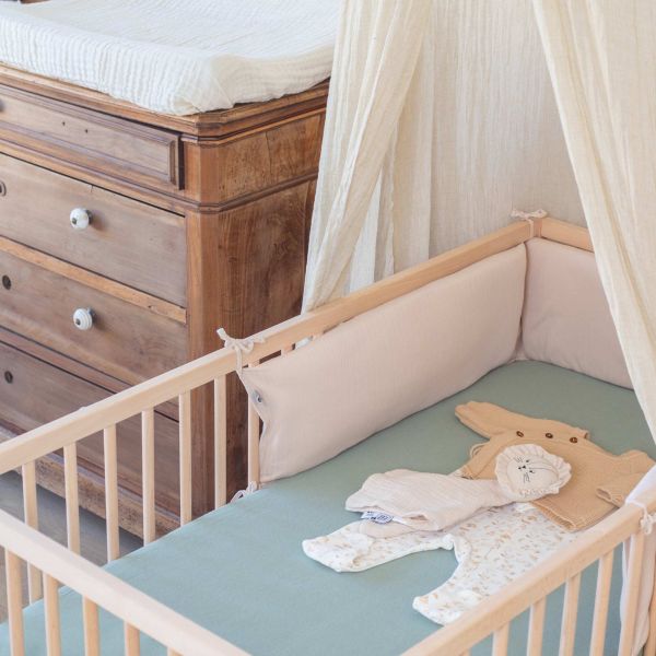 Drap housse Vert Argile 60 x 120 cm