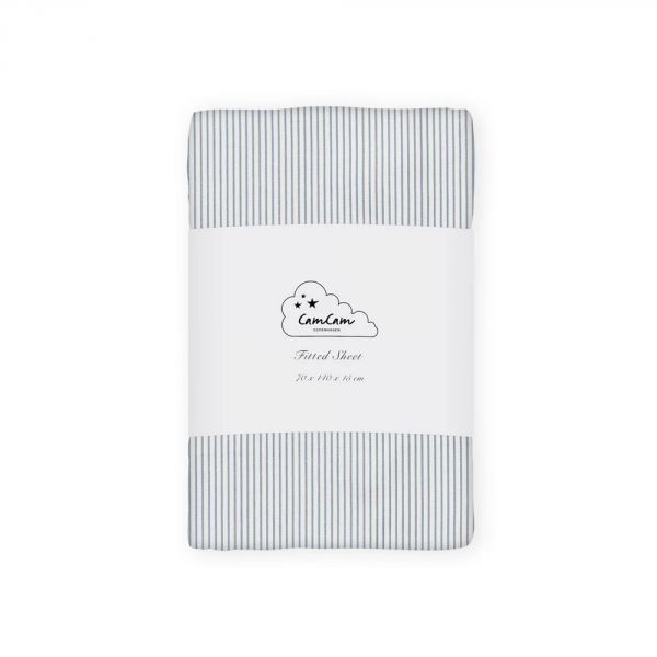 Drap-housse Rayures Classiques Bleu 60 x 120 x 15cm