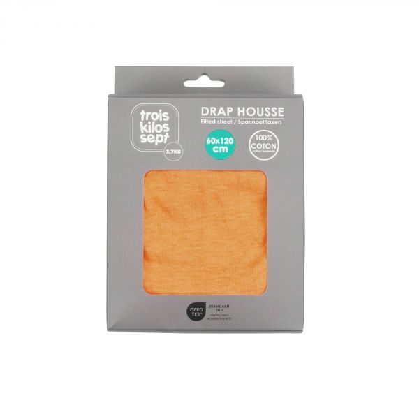 Drap housse abricot 70 x 140 cm
