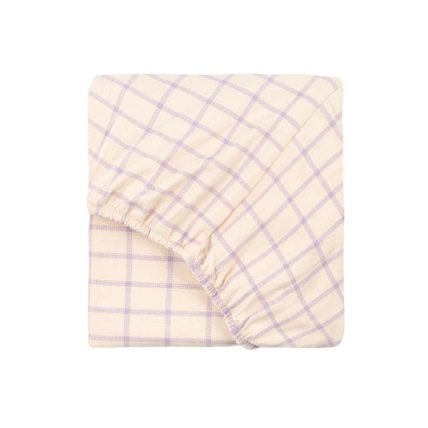 Drap housse 70x140 cm Stories Powder Mauve Grid