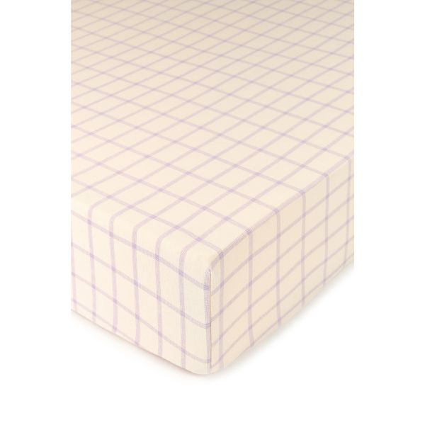 Drap housse 70x140 cm Stories Powder Mauve Grid
