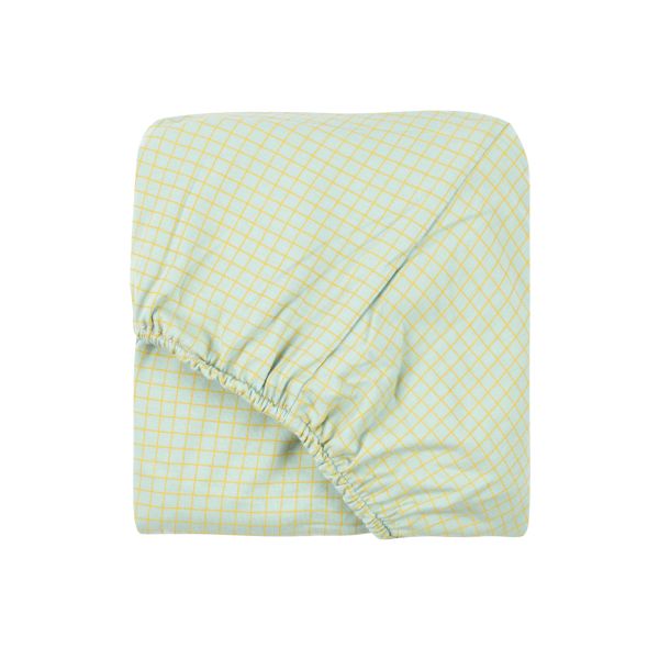 Drap housse 70x140 cm Stories Green Lemon Grid