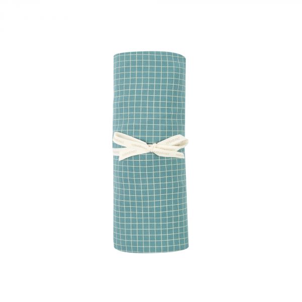 Drap housse 70x140 cm Stories Teal Cream Grid