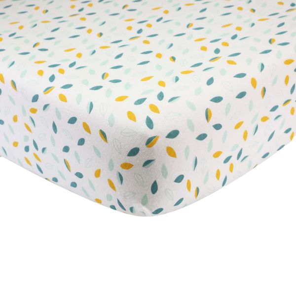 Drap housse feuilles 60 x 120 cm