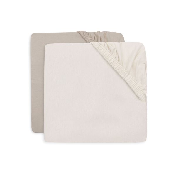 Lot de 2 draps housses 40x80 cm Jersey Oatmeal et Sand