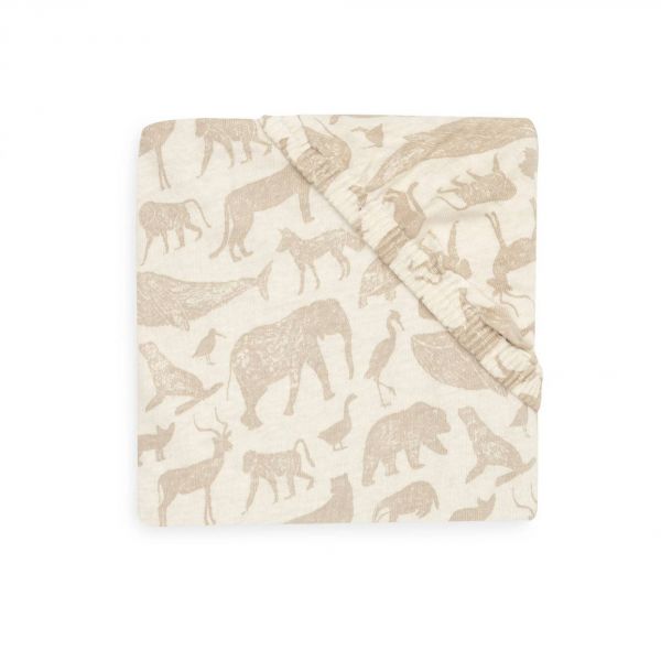 Drap-housse Jersey 40/50 x 80/90 cm Animals Nougat