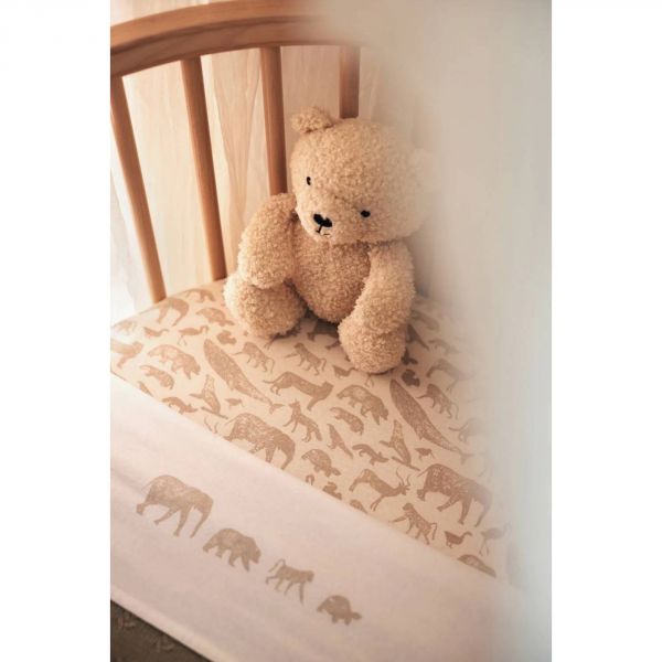 Drap housse berceau 40x80 cm Jersey Animals Nougat