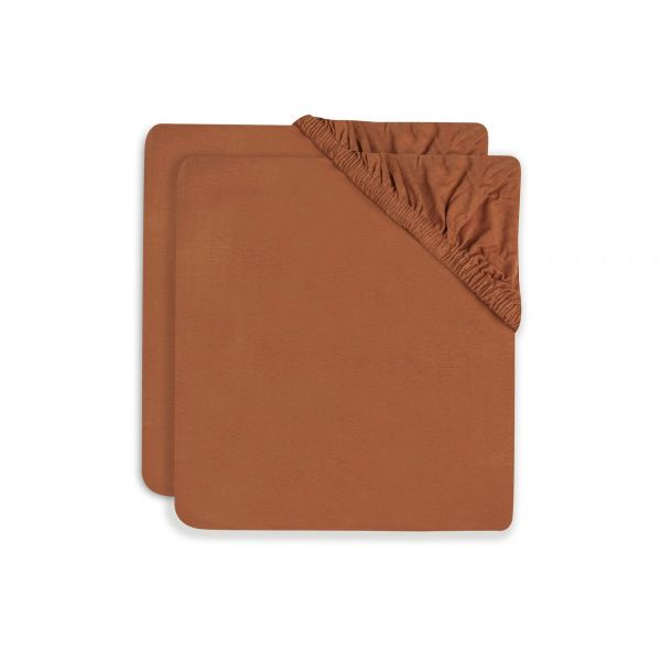 Lot de 2 draps housses 40x80 cm en Jersey Caramel