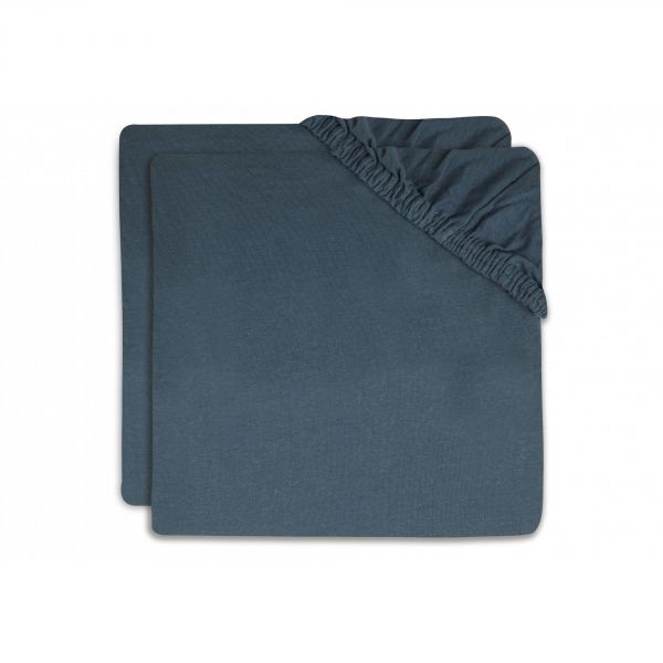 Lot de 2 draps housses 40x80 cm Jersey Jeans Blue