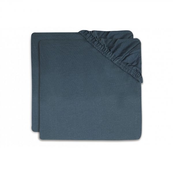 Lot de 2 draps housses 40x80 cm en Jersey Jeans Blue