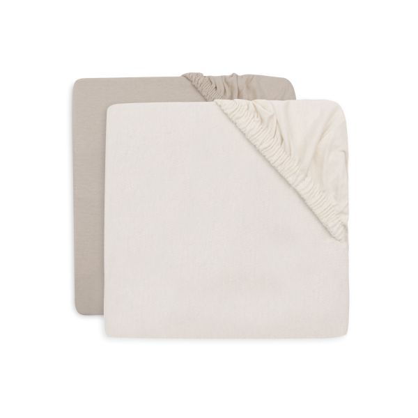Lot de 2 draps housses 60x120 cm Jersey Oatmeal et Sand