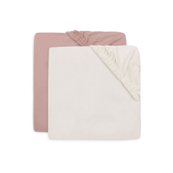 Lot de 2 draps housses 60x120 cm Jersey Wild Rose et Ivory