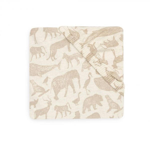 Drap-housse Jersey 60 x 120 cm Animals Nougat