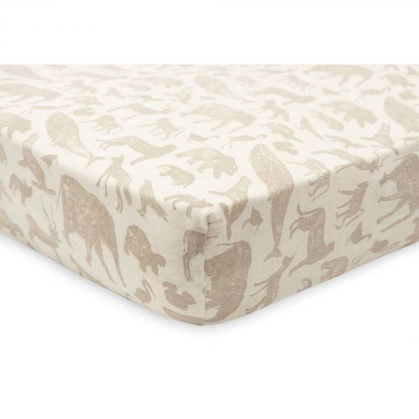 Drap-housse Jersey 60 x 120 cm Animals Nougat