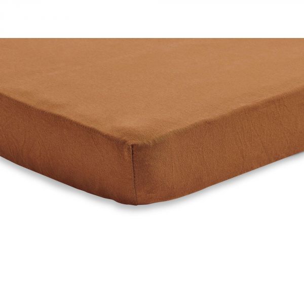 Lot de 2 draps housses 60x120 cm en Jersey Caramel et Biscuit