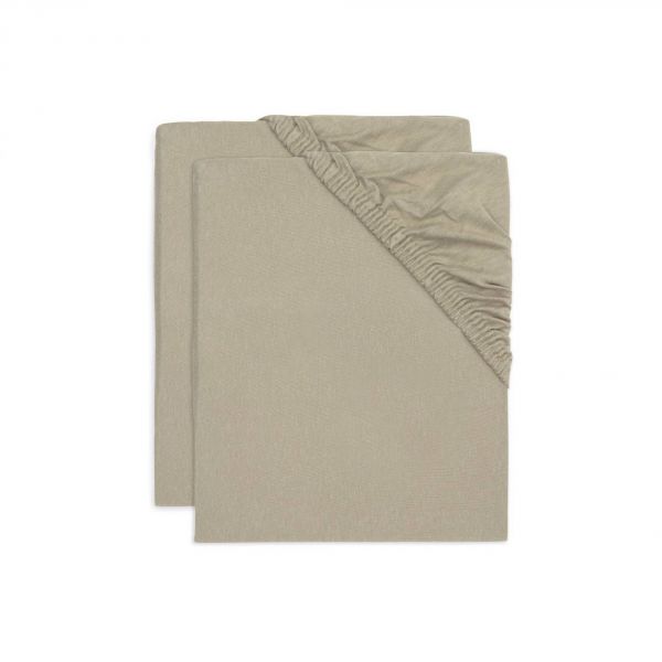 Lot de 2 draps housses Jersey 60 x 120 cm Olive