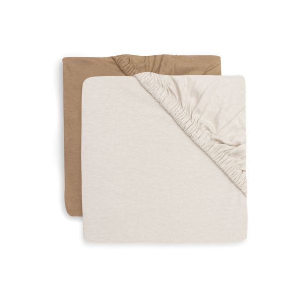 Lot de 2 draps housses 70 x 140 cm Jersey Hazel/Oatmeal