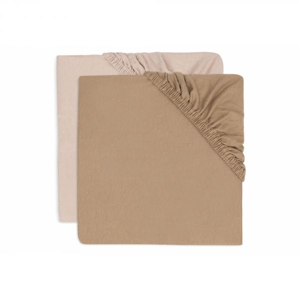 Lot de 2 draps housses 70x140 cm Jersey Wild Rose et Biscuit
