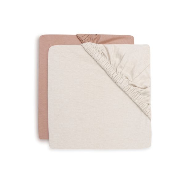 Lot de 2 draps housses 70 x 140 cm Jersey Light Terra/Oatmeal