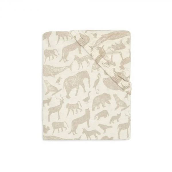 Drap-housse Jersey 70/75 x 140/145 cm Animals Nougat