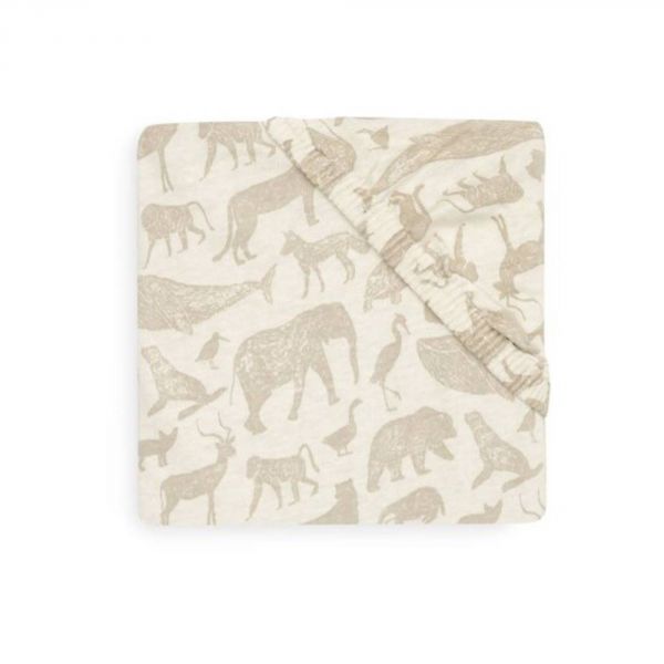 Drap-housse Jersey 70/75 x 140/145 cm Animals Nougat