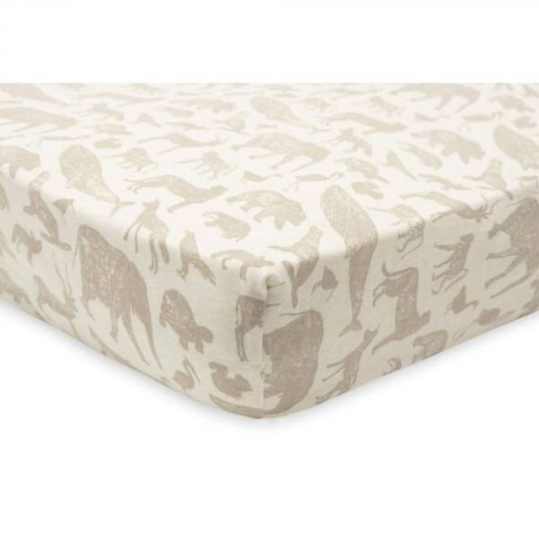 Drap-housse Jersey 70/75 x 140/145 cm Animals Nougat