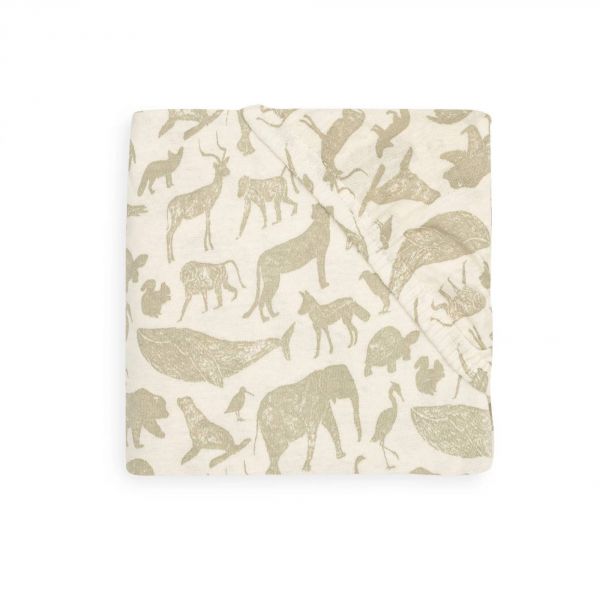 Drap housse 70x140 cm Jersey Animals Olive