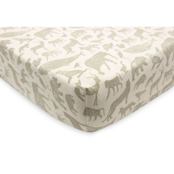 Drap-housse Jersey 70/75 x 140/145 cm Animals Olive