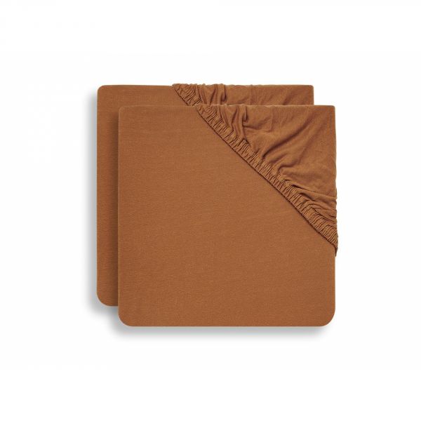 Lot de 2 draps housses 75x95 cm en Jersey pour tapis de parc Caramel