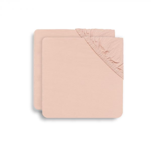 Lot de 2 draps housses 75x95 cm en Jersey pour tapis de parc Pale Pink