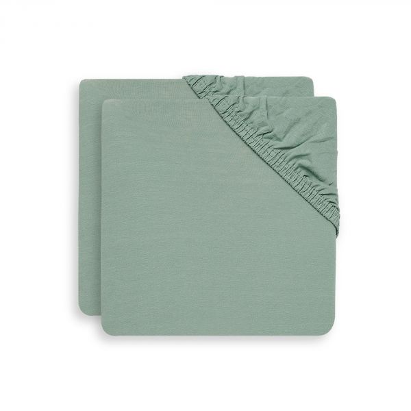 Lot de 2 draps housses 60x120 cm en Jersey Ash Green