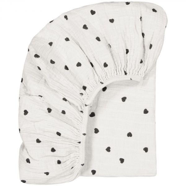 Drap housse 60x120 cm Olivia Coeur écru