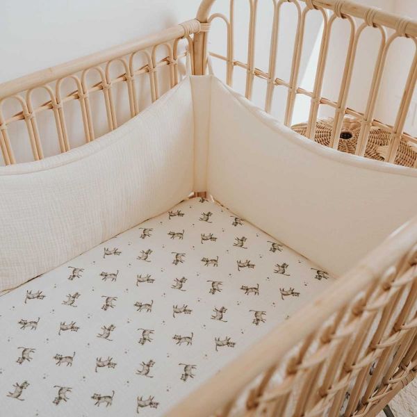 Drap housse 70x140 cm Olivia Panda naturel
