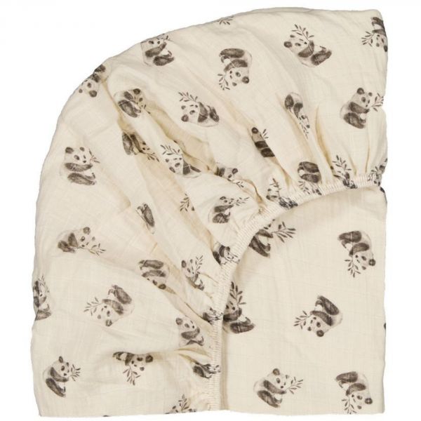 Drap housse 60x120 cm Olivia Panda naturel