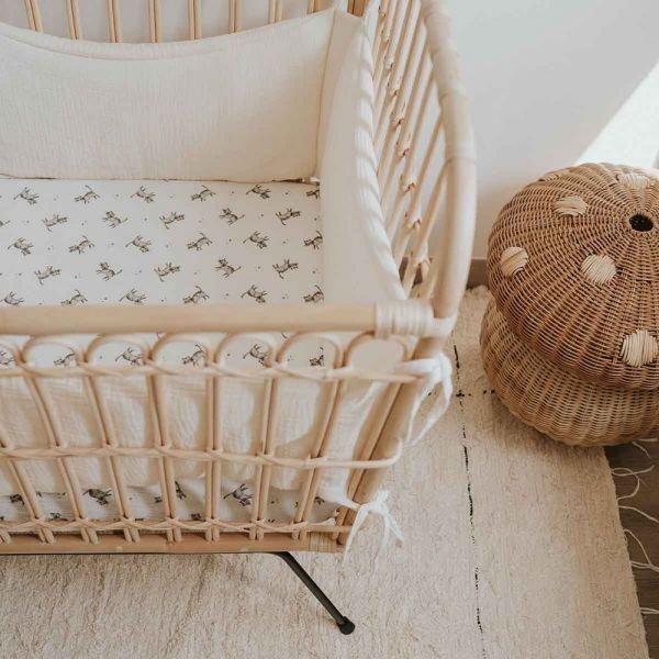 Drap housse 60x120 cm Olivia Panda naturel