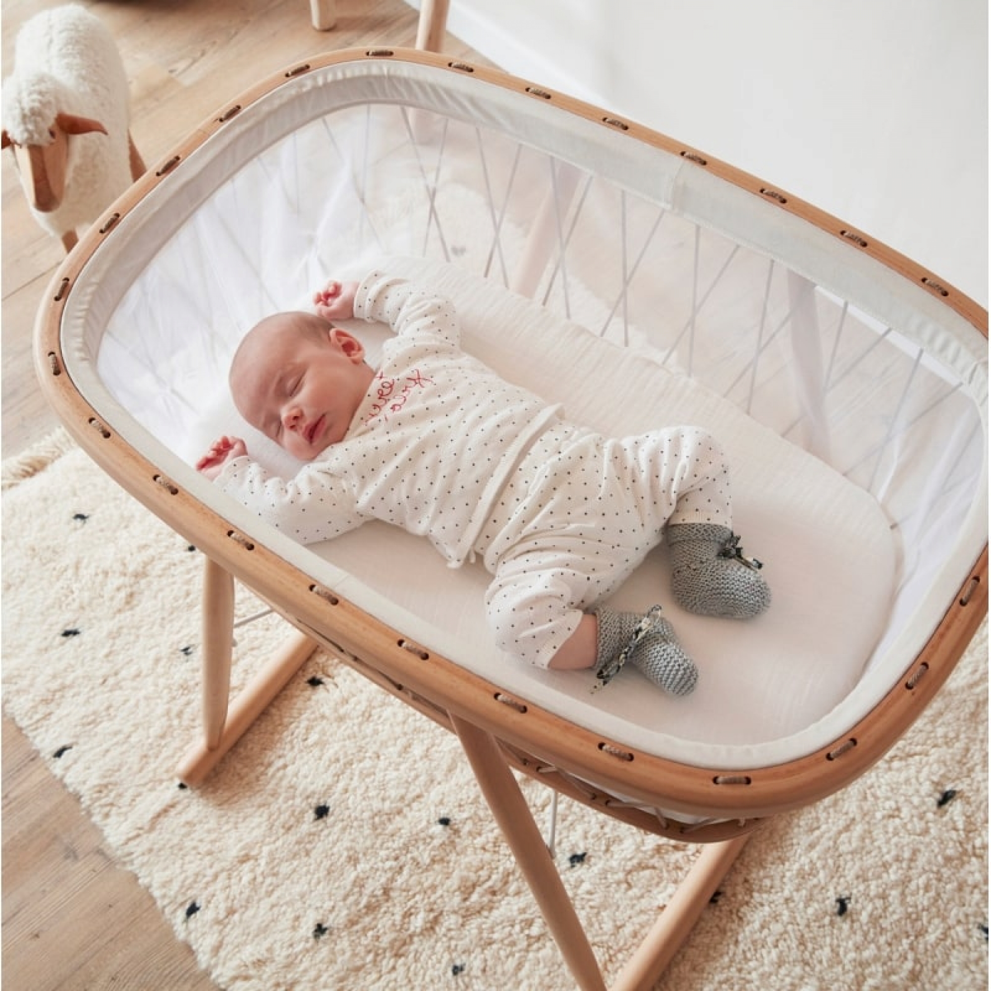 Charlie Crane Drap Housse Moumout Milk Berceau Kumi 68x40 Made In Bebe
