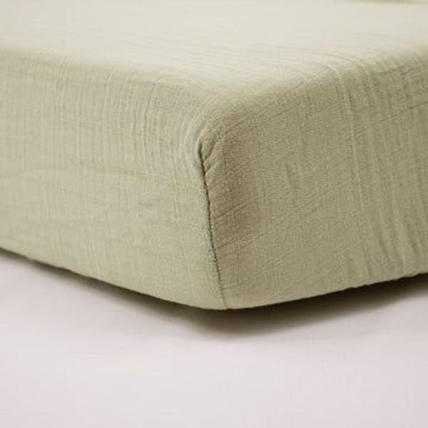 Drap housse Vert Mousse 60 x 120 cm Double gaze