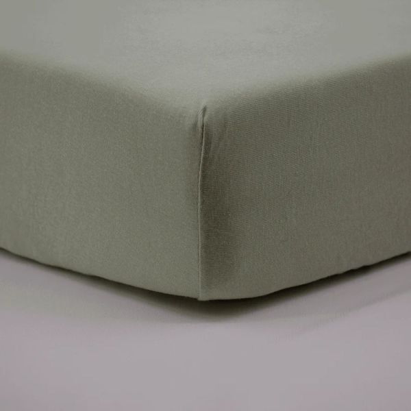 Drap housse Vert Mousse 60x120 cm Jersey