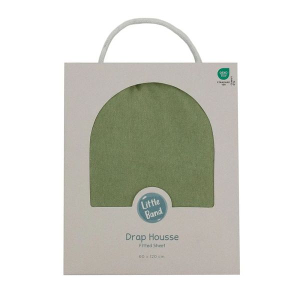 Drap housse Vert Mousse 60x120 cm Jersey