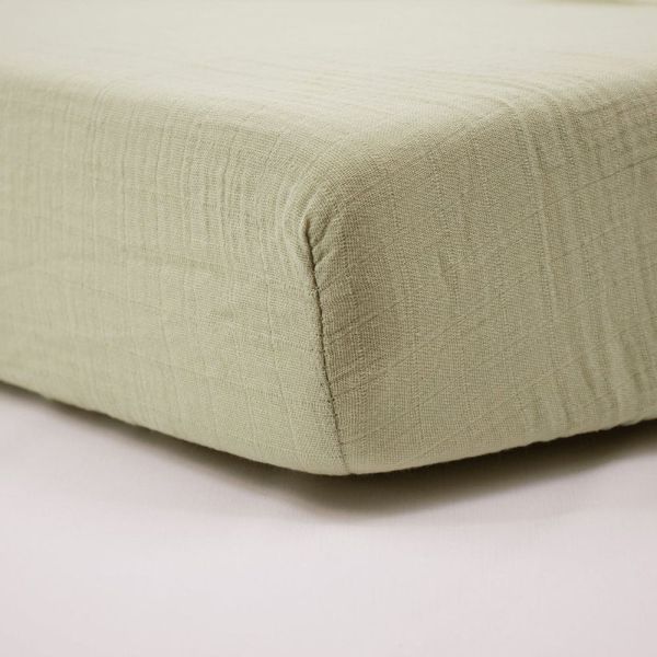 Drap housse Vert mousse 70 x 140 cm Double gaze
