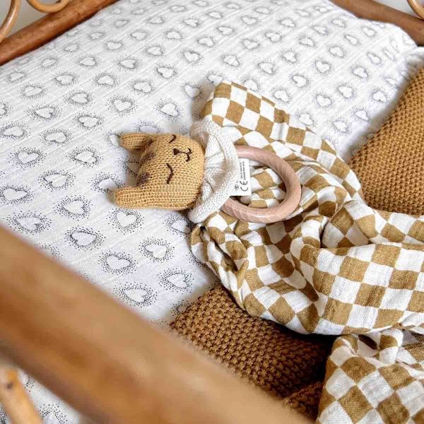 Drap housse 70x140 cm Olivia Dotted Heart Greige