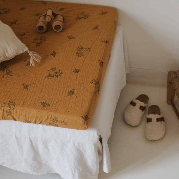 Drap housse 70x140 cm Olivia Ombrelle Moutarde
